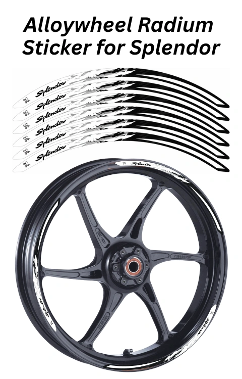 Alloy Wheel Radium Sticker Compatible with Splendor | Made in Premium Radium with FPF (Fade Protection Film), Waterproof, Precut Sticker, Pack Of 1